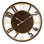 24 Inch Round Wooden Wall Clock, Modern Analog Clock with Numeral Design, Battery Operated