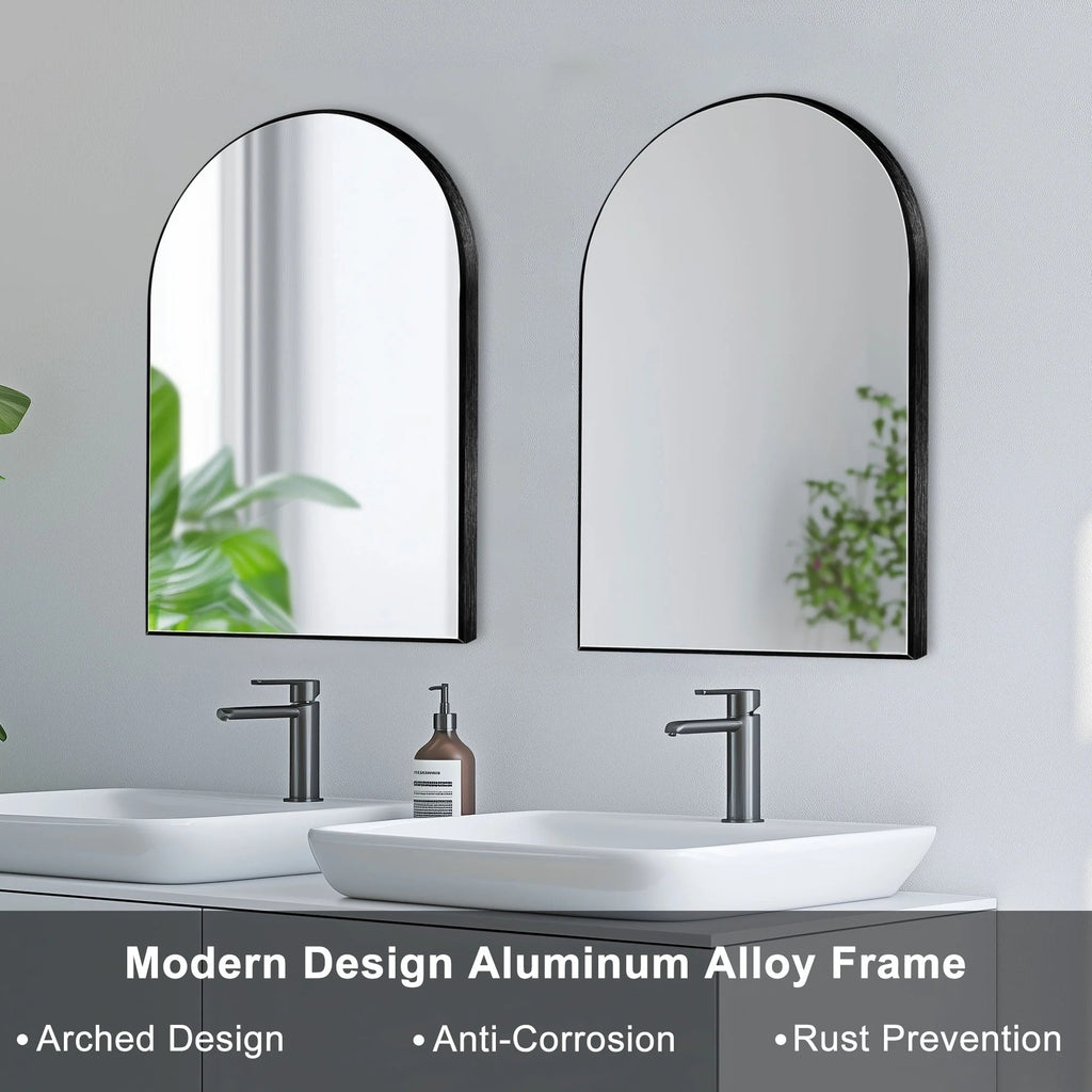 Modern Arch Aluminum Bathroom Wall Mirror, Wall Mounted Vanity Mirror for Bathroom, Bedroom and Home Decor