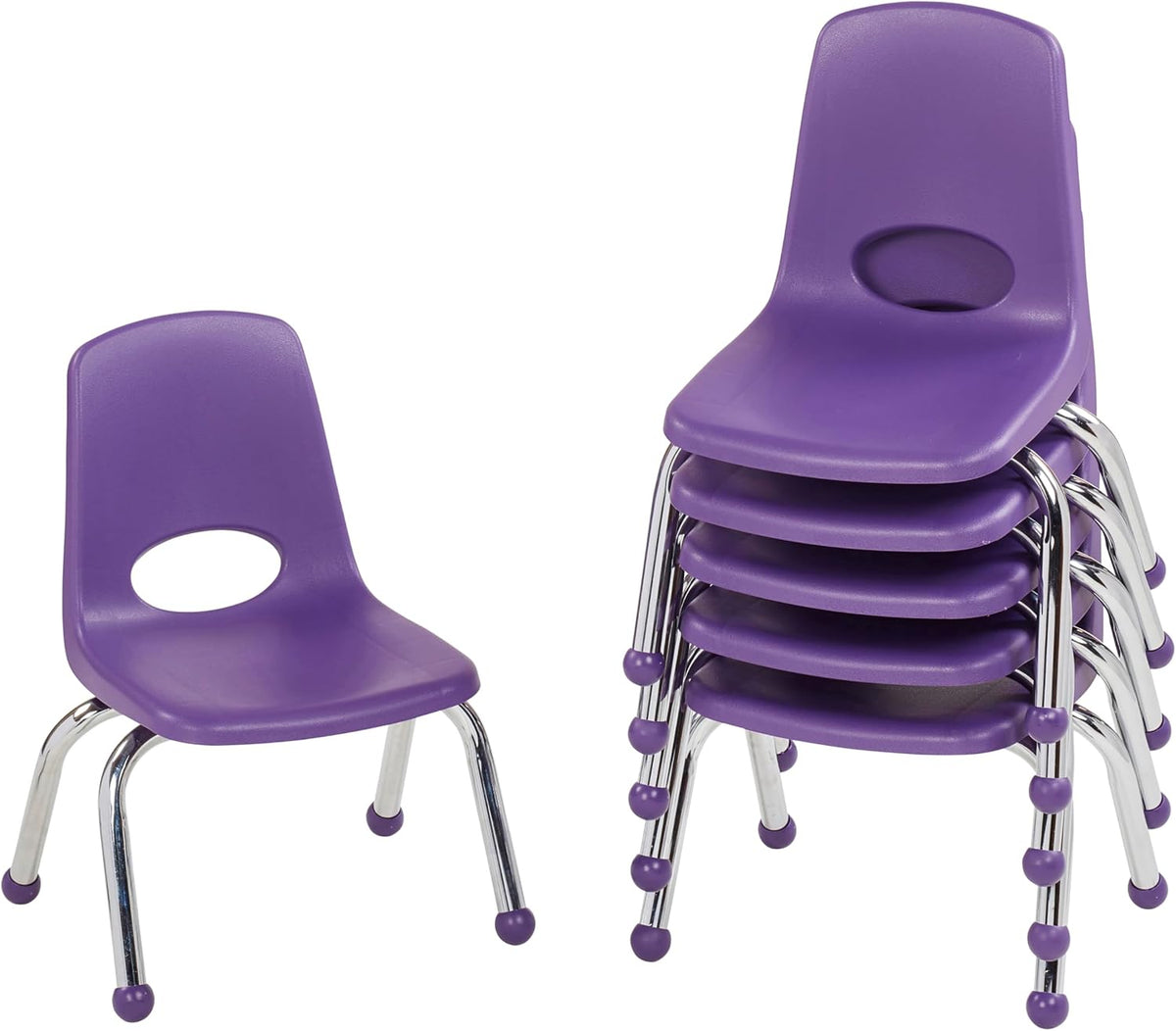 10" School Stack Chair with Swivel Glides, Purple, 6-Pack
