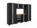 NEWAGE PRODUCTS INC. Bold Steel 7-Piece Garage Storage Cabinet Set Black with Bamboo Worktop