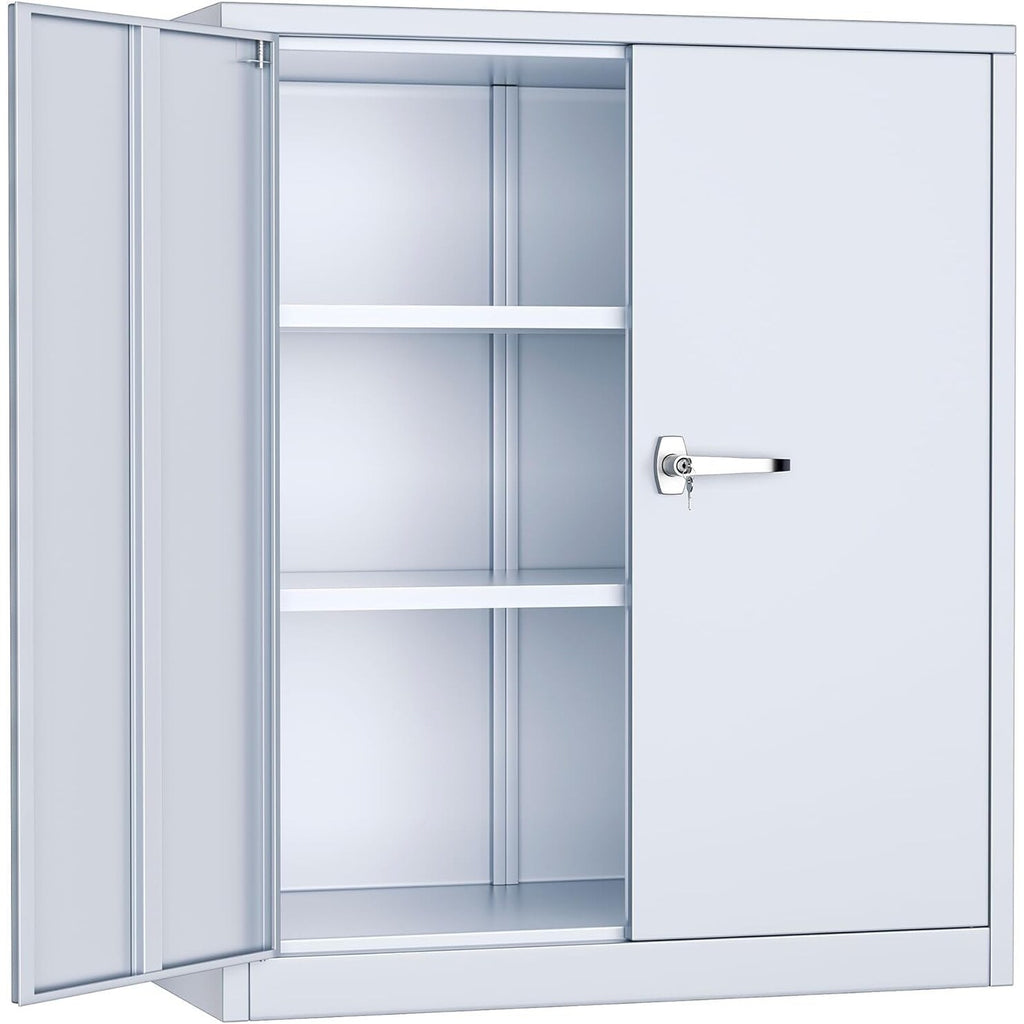36" Metal Garage Storage Cabinet with 2 Locking Doors and 2 Adjustable Shelves Grey