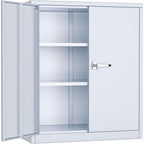 36" Metal Garage Storage Cabinet with 2 Locking Doors and 2 Adjustable Shelves Grey