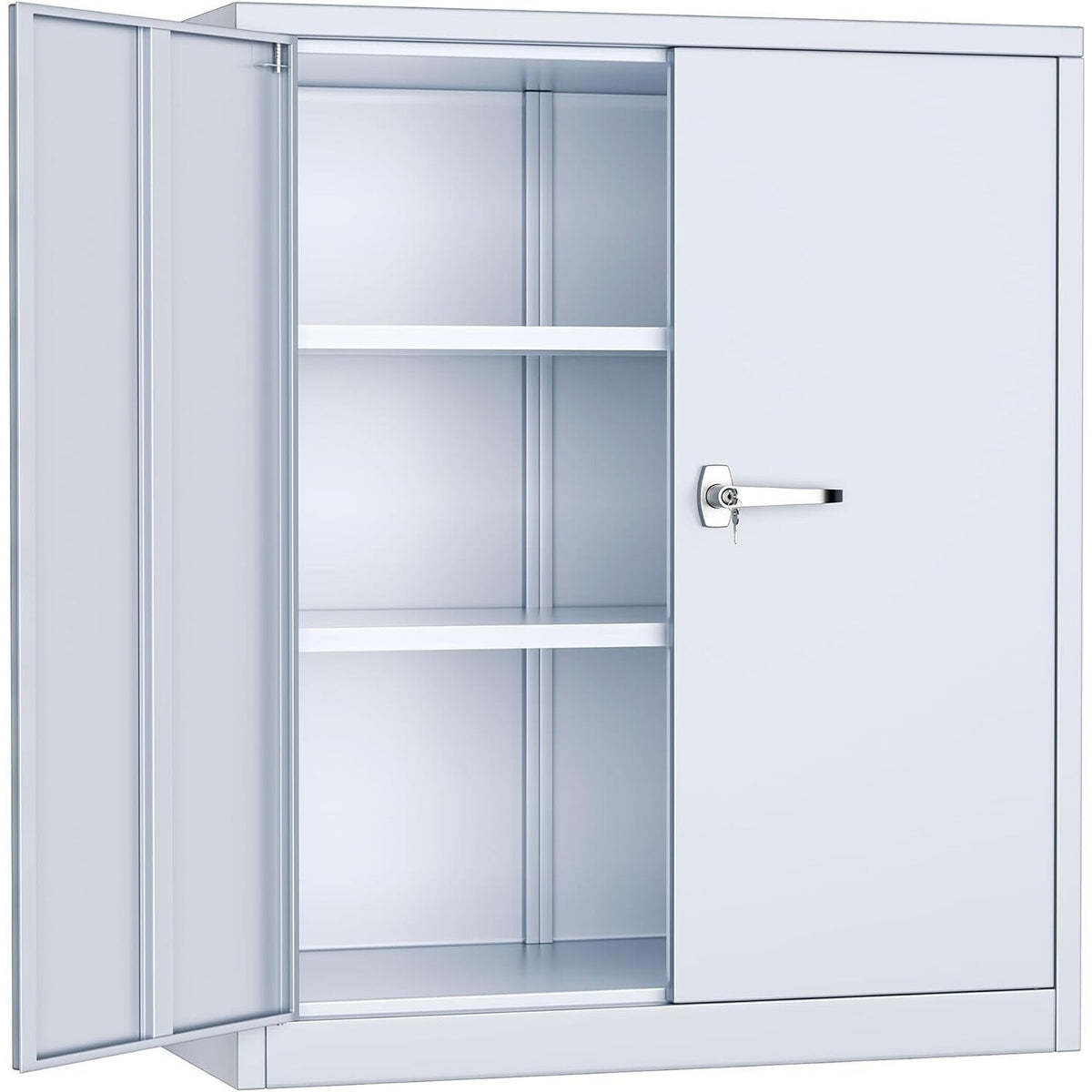 36" Metal Garage Storage Cabinet with 2 Locking Doors and 2 Adjustable Shelves Grey