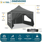 SANOPY 10' x 20' Pop up Canopy Party Tent with 6 Removable Sidewalls, Wave Eave Outdoor Waterproof Patio Gazebo Tent with Carry Bag, Backyards Camping Picnics, Black
