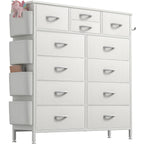 12 Drawer Fabric Dresser, Tall Bedroom Chest of Drawers with Storage