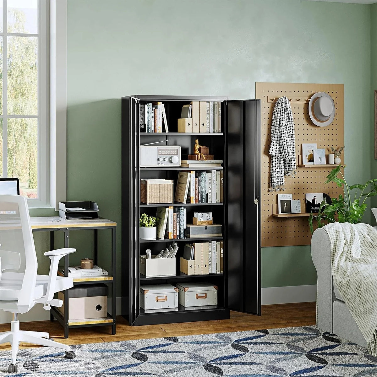 Letaya Metal Garage Storage Cabinets with Lock Door and Adjustable Shelves, Steel Tool Cabinets for Home,Office,Warehouse Organisieren (Black)
