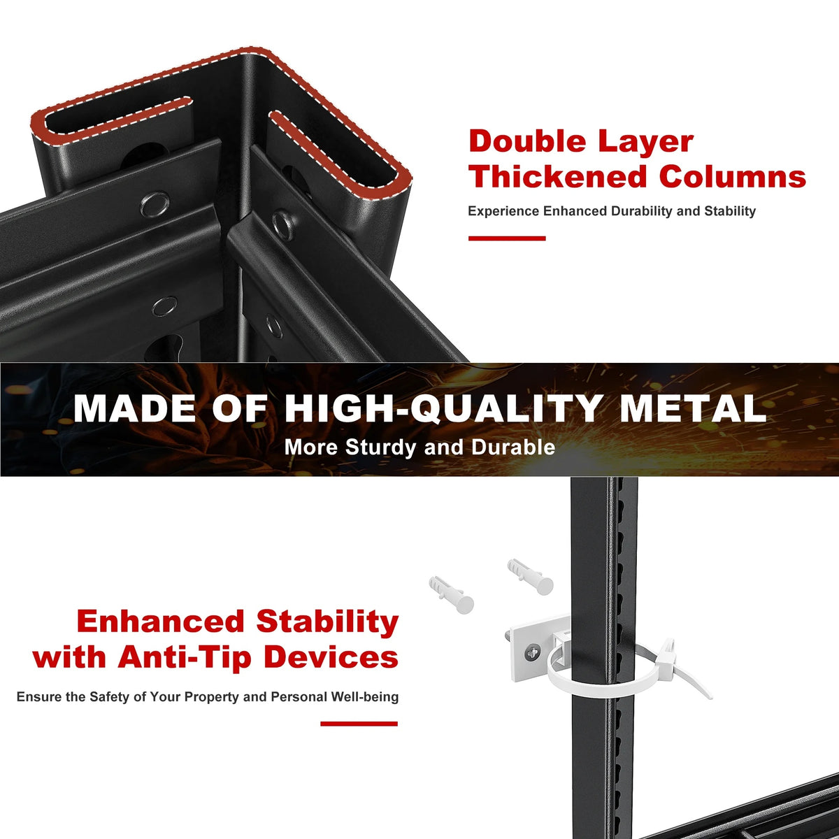 REIBII 55" W Wire Shelving Garage Shelves Heavy Duty 3000lbs Adjustable 5-Tier Storage Rack