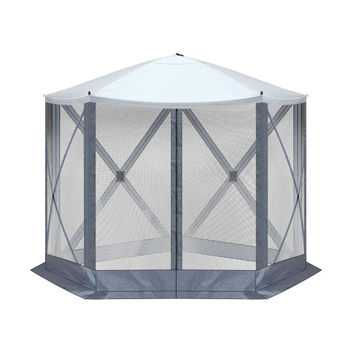 10'x10' Outdoor Pop-Up Camping Canopy - UV & Waterproof, 5 Mesh Sidewalls, Portable with Carrying Bag for Camping,Patio,Lawn, Gray