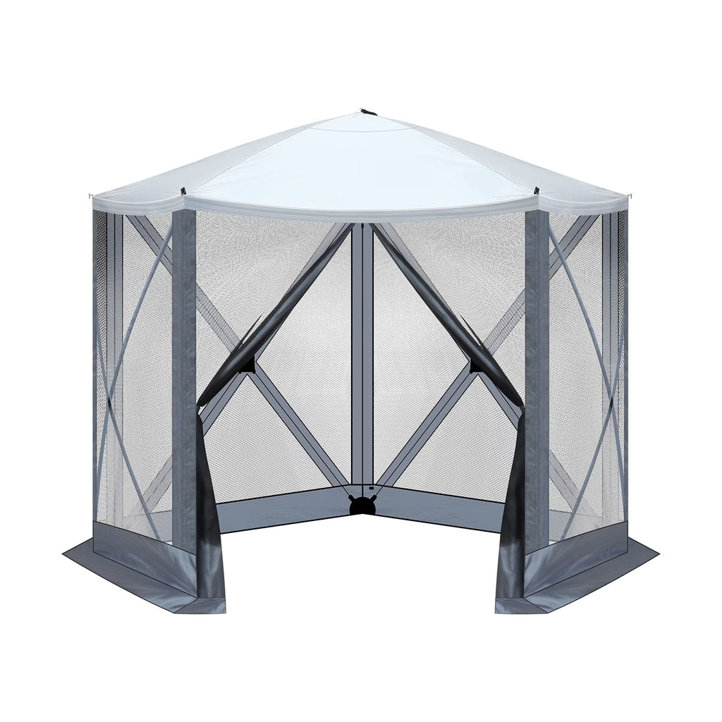 10'x10' Outdoor Pop-Up Camping Canopy - UV & Waterproof, 5 Mesh Sidewalls, Portable with Carrying Bag for Camping,Patio,Lawn, Gray