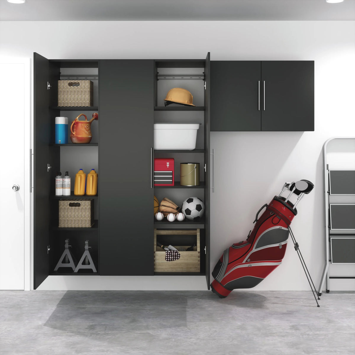 Prepac HangUps 30" Upper Wooden Garage Storage Cabinet in Black