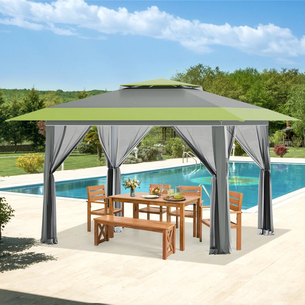 AVAWING 12x12 ft Outdoor Pop-up Canopy Party Tent Easy Setup Patio Wedding Tent, Khaki