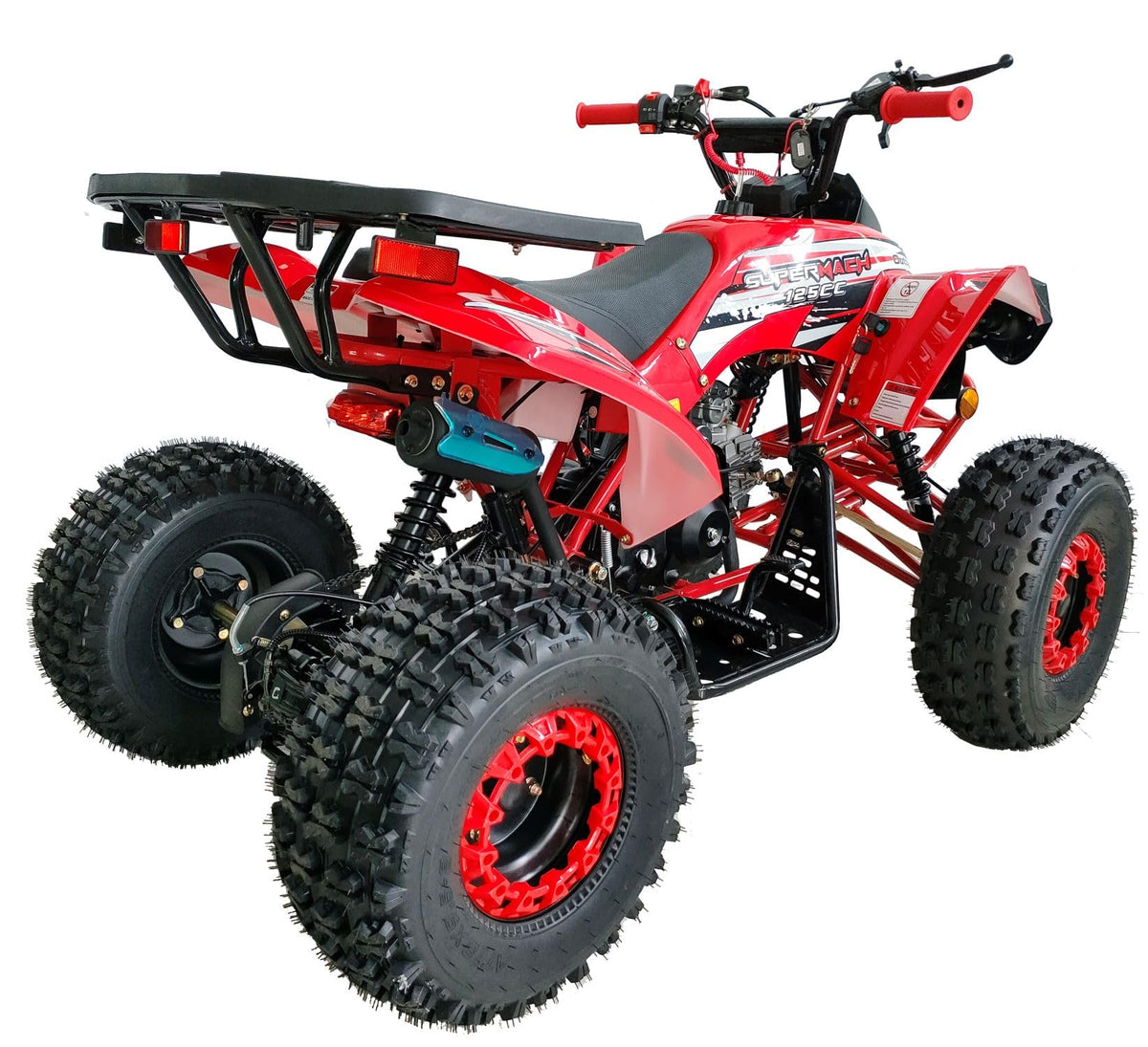 Upgraded 125cc ATV Sports Quad Youth Utility Style 125cc Fully Automatic with Reverse Gas 4 Wheeler Outlander ATVs Quads Big 19/18 inches Tires (Red)