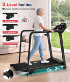 Treadmill for Seniors with Long Handrails-0–2% Incline