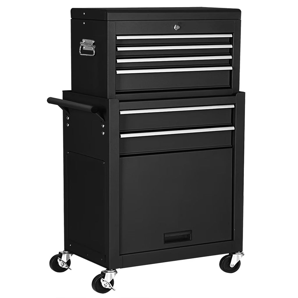 Costway 2 in 1 Rolling Cabinet Storage Chest Box Organizer w/ 6 Drawers Black