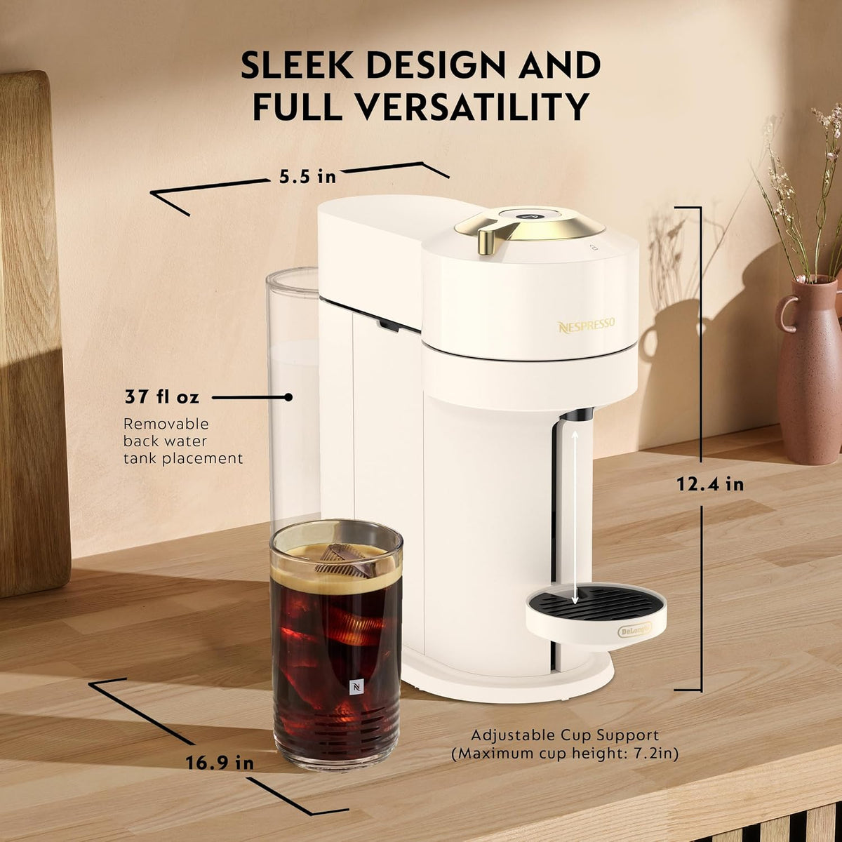 Vertuo Next Coffee and Espresso Maker, Creamy White and Gold