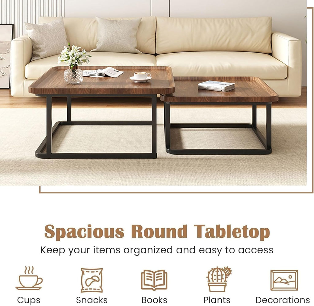 Nesting Coffee Table Set of 2, 23.6"+19.7" Nesting Tables