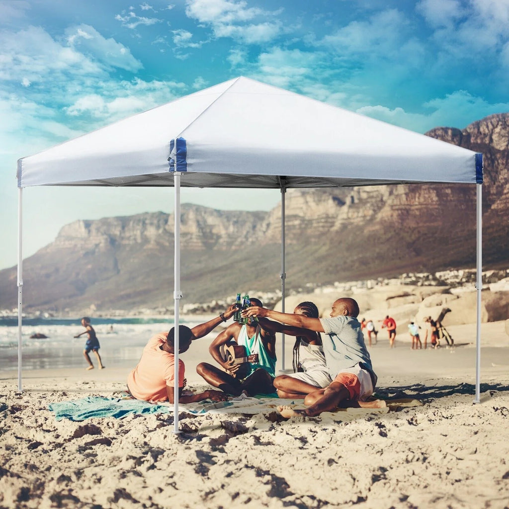 XiHuaZhaoChen  Canopy Tent Easy Set-up Outdoor Patio Canopy Adjustable Straight Leg Heights Instant Shelter with Wheeled Bag,Gray,10' x 10'