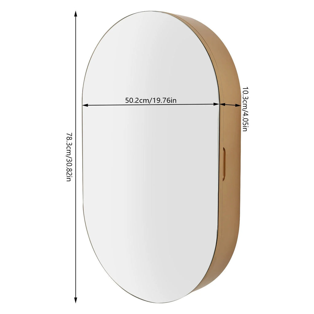 Fichiouy Bathroom Mirror Cabinet Oval Wall Mounted Cabinet Storage Cabinet with Mirror for Bathroom 19.76" x 30.82"