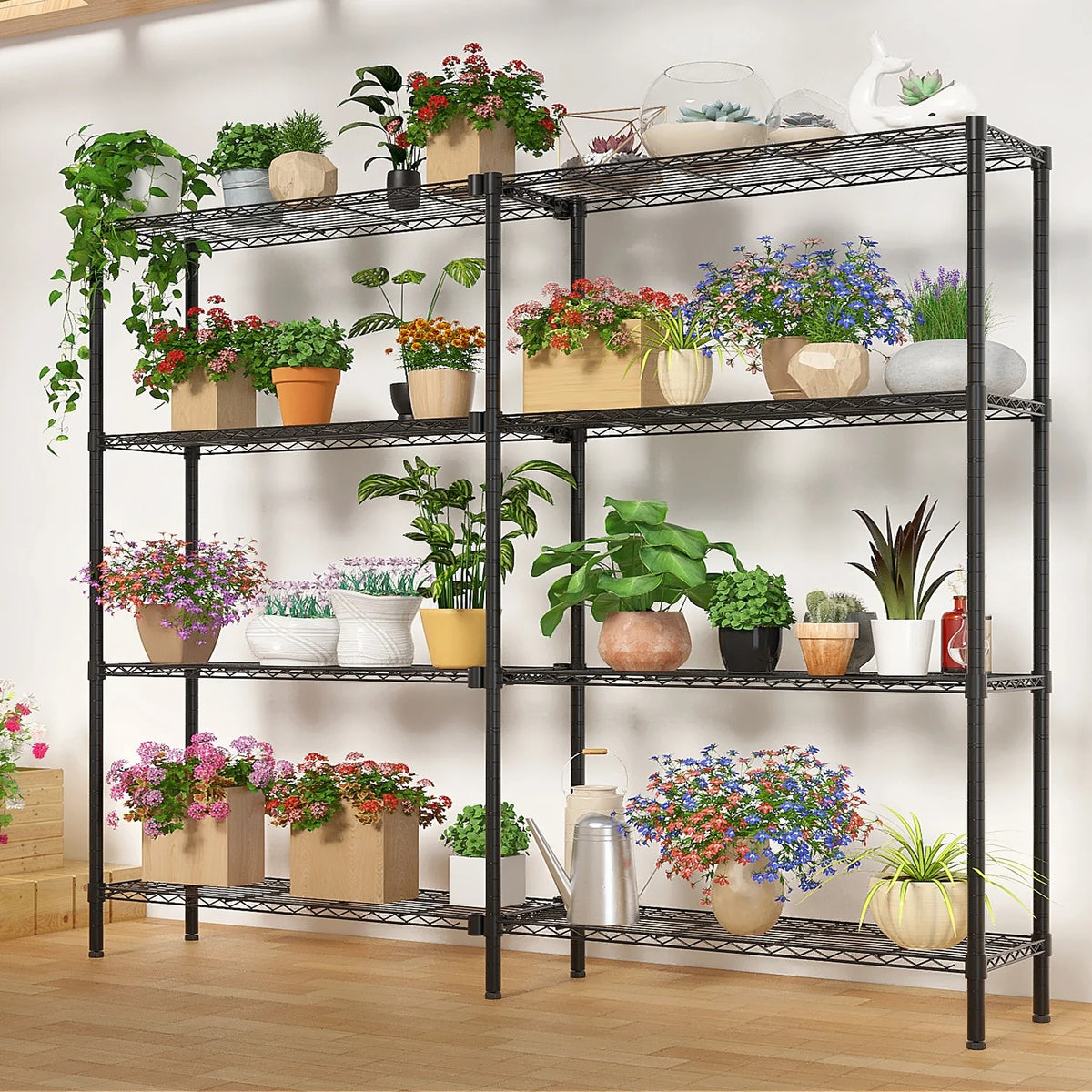 Zimtown Heavy Duty Storage Shelves, 63"W Wire Shelving Unit, Adjustable 4 Tier Metal Shelves Organizer Silver for Pantry Kitchen Basement, 1500 lbs Capacity