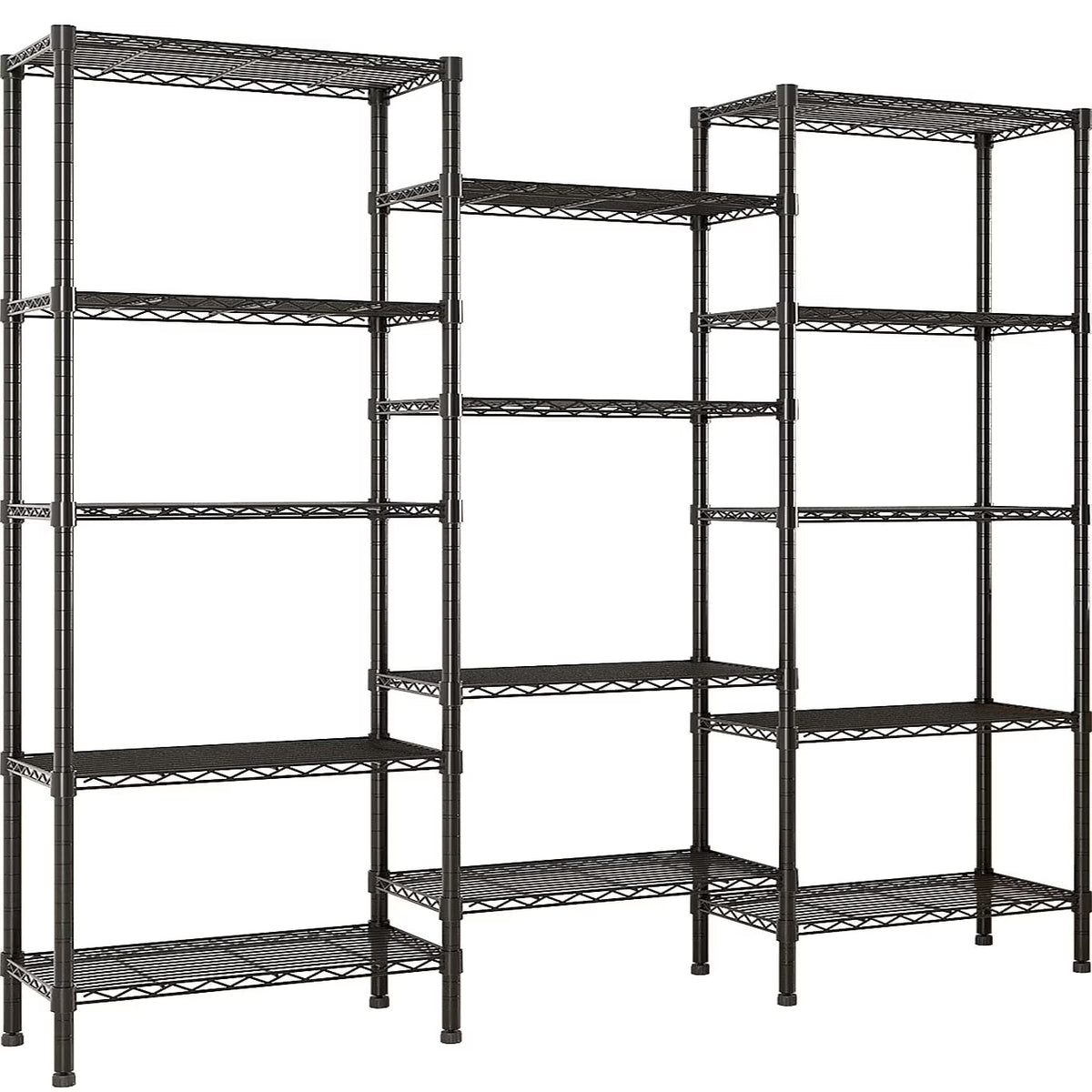 Ktaxon 3-Rows 1820LBS Heavy Duty Wire Shelving, 5-Tier Steel Garage Storage Rack, Adjustable DIY Metal Commercial Shelving for Garage Pantry Storage Organizer, 62.9"W x 13.8"D x 70.8"H