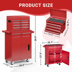 MUCHANT 5-Drawer Rolling Tool Chest, 2-in-1 Tool Box& Cabinet with Wheels, Drawers and Removable Top Tool Box for Garage, Warehouse, Workshop, Repair Shop, Black