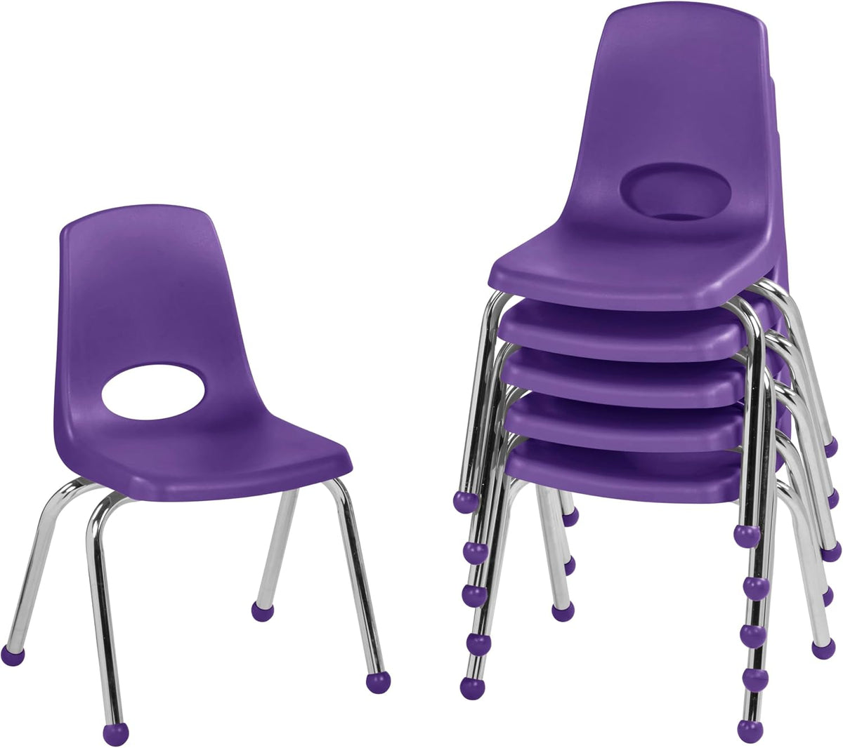 10" School Stack Chair with Swivel Glides, Purple, 6-Pack