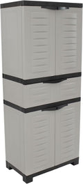 Plastic Garage Storage Cabinet with 2 Adjustable Shelves - 57" H - Garage, Office, Home, Laundry Room - Gray with Charcoal Trim