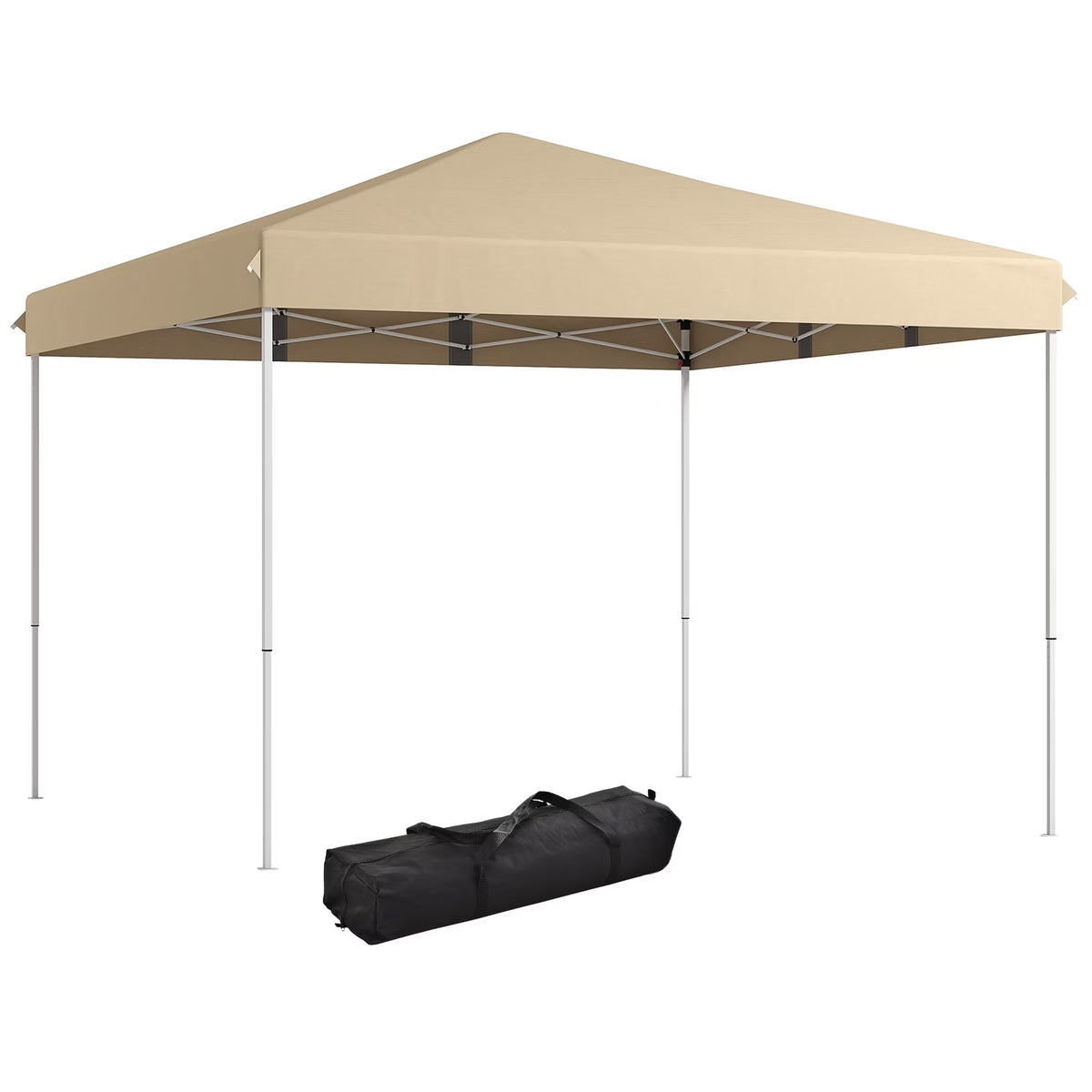CoSoTower 13' X 13' Pop Up Tent, Instant Sun Shelter, Tents for Parties, Height Adjustable, with Wheeled Carry Bag for Outdoor, Garden, Patio, Parties, Beige