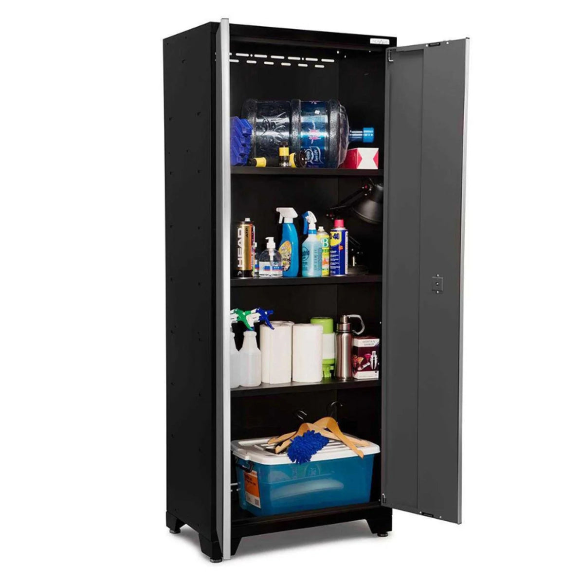 NewAge Products Bold Series Gray 14 Piece Cabinet Set, Heavy Duty 24-Gauge Steel Garage Storage System, LED Lights Included