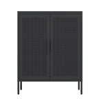Metal 3 Tier Storage Cabinet, Storage Cabinet with 2 Doors and 2 Adjustable Shelves, Steel Lockable Garage Storage Cabinet Metal File Cabinet for Home, Office, School, Gym, White
