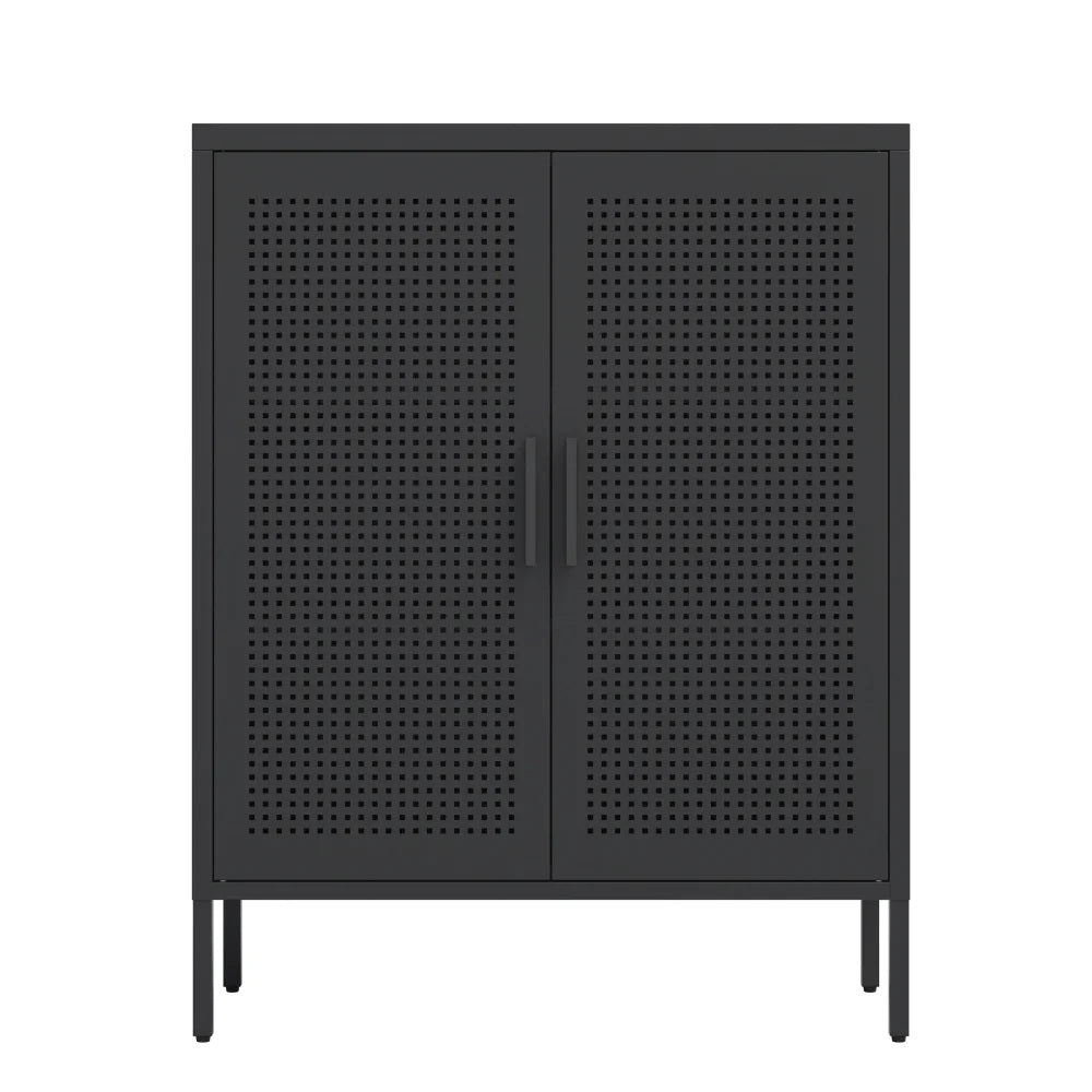 Metal 3 Tier Storage Cabinet, Storage Cabinet with 2 Doors and 2 Adjustable Shelves, Steel Lockable Garage Storage Cabinet Metal File Cabinet for Home, Office, School, Gym, White