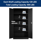 GAEANET 2 Door Metal Storage Cabinet with 5 Adjustable Shelves &Pegboard, 71" H-32" W-16" D Locking Steel Garage Cabinet, for Garage,Office,Home,Gym,School, File Cabinet,Assembly Required, Black