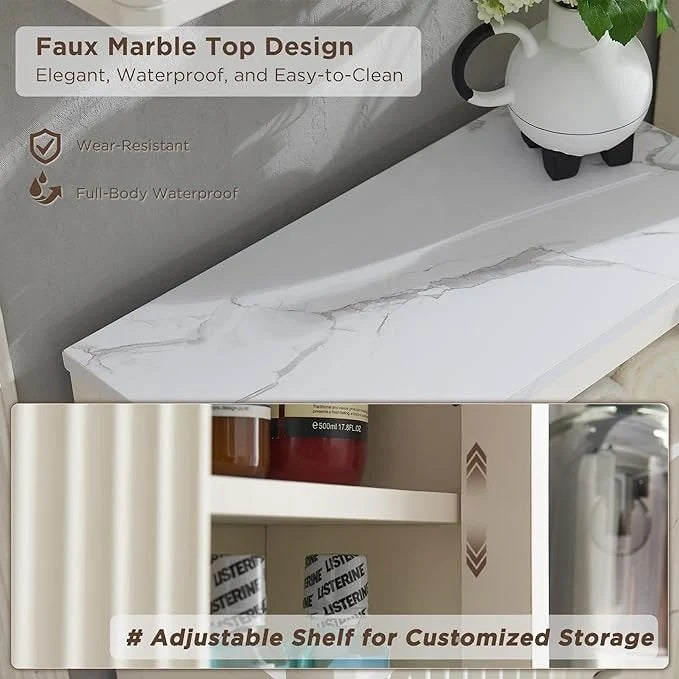 Modern Bathroom Wall Cabinet, Wall Mounted Medicine Storage Organizer with Shelves for Home Organization
