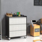 Metal Storage Cabinet with Wheels, Rolling Tool Cabinet, Garage Storage Cabinet with 3 Drawer for Tools