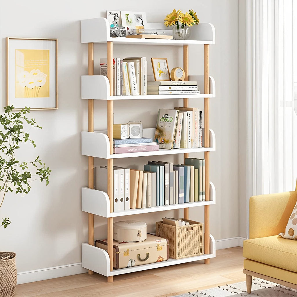 4-Tier Wooden Open Bookcase, Warm White