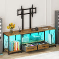 LED TV Stand with Mount and Power Outlet & Fabric Drawers for 32-85 Inches TV - Entertainment Center and Corner TV Stand for Living Room, Bedroom - 47" Rustic Brown (Max VESA 600mm × 400mm)