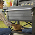 Open Box Keter Outdoor Patio Cooler Ice Chest Insulated Beverage Bar Cart, Gray