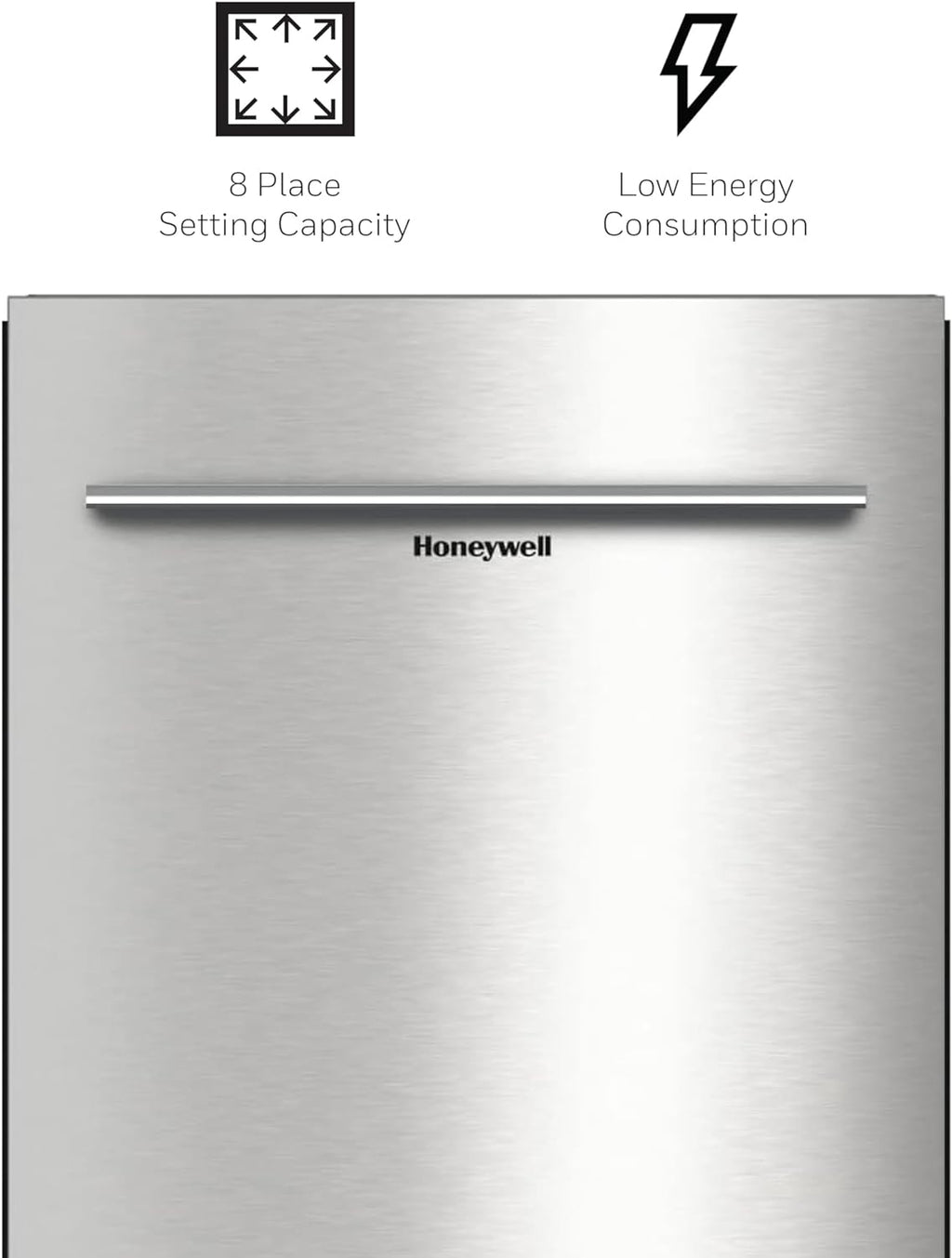 18 Inch Dishwasher with 8 Place settings, 6 Washing Programs, Stainless Steel Tub, UL/Energy Star- Stainless Steel