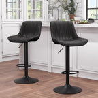 Bar Stools Set of 2 for Kitchen Island, White Faux Leather Padded