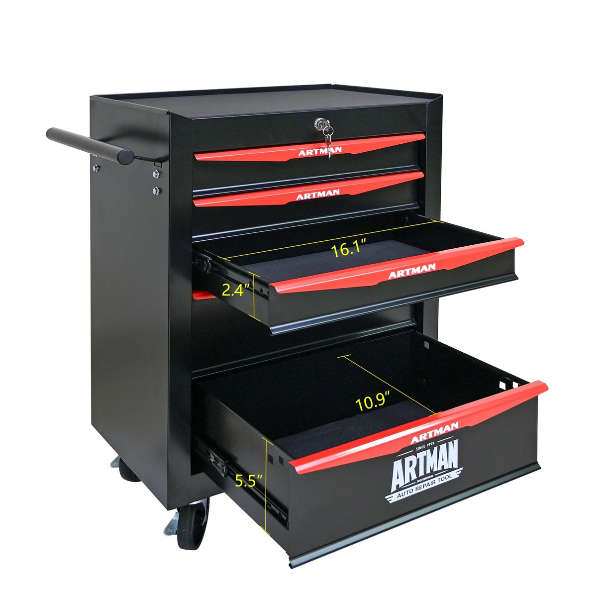 ARTMAN  20" 5-Drawer Rolling Metal Tool Chest Cabinet,Steel Tool Storage Box Organizer for Garage Workshop Warehouse