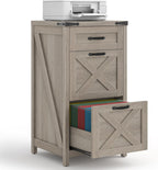 3 Drawers Tall Farmhouse File Cabinet with Wheels, Rustic White