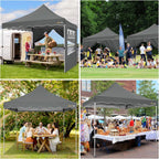 SANOPY 10' x 20' Pop up Canopy Party Tent with 6 Removable Sidewalls, Wave Eave Outdoor Waterproof Patio Gazebo Tent with Carry Bag, Backyards Camping Picnics, Black