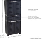 Plastic Garage Storage Cabinet with 2 Adjustable Shelves - 57" H - Garage, Office, Home, Laundry Room - Gray with Charcoal Trim