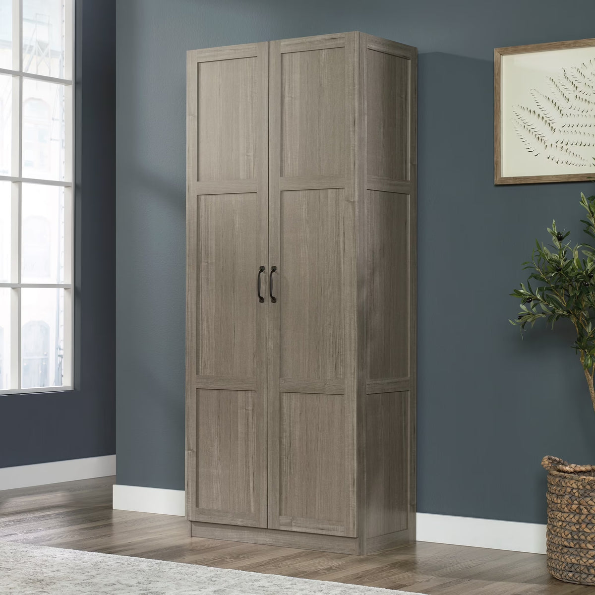 Sauder Select 2 Door Storage Cabinet, Reclaimed Pine Finish