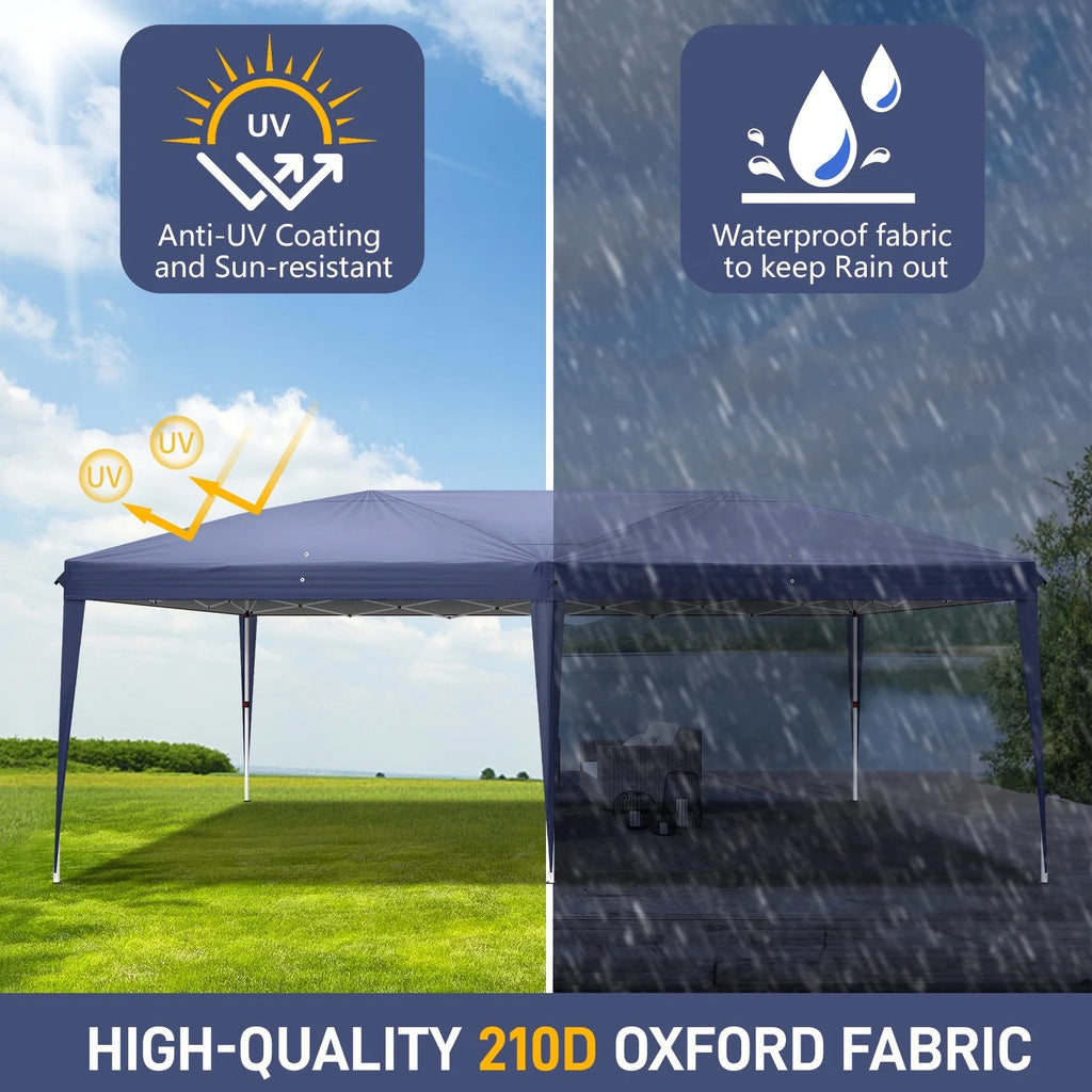 UBesGoo Ez Pop Up Patio Canopy Tent Gazebo Outdoor Party with 6 Sidewalls 10 x 20 ft Blue