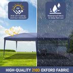 UBesGoo Ez Pop Up Patio Canopy Tent Gazebo Outdoor Party with 6 Sidewalls 10 x 20 ft Blue