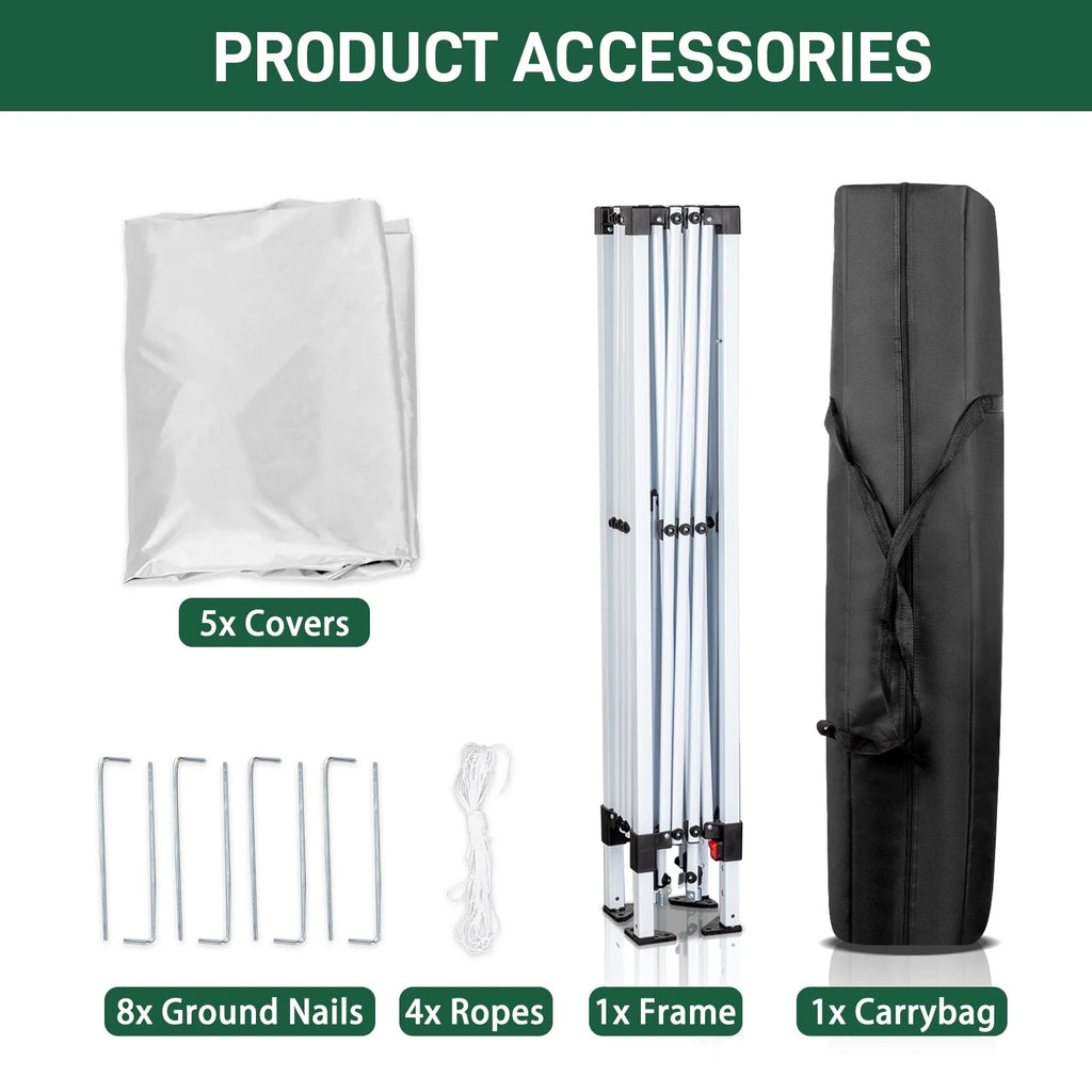 6.5x6.5ft Pop Up Canopy Tent - Instant White Gazebo w/ 4 Sidewalls, UPF 50+ & Carry Bag, 42 sq ft Shade for Camping/Patio (200x200cm)