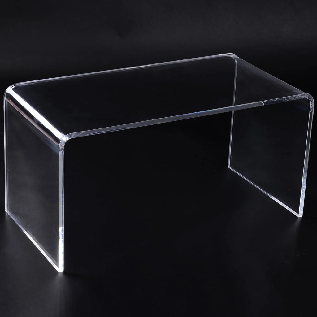 32" Clear Acrylic Waterfall Coffee Table, 20mm Thick Rectangle Modern Transparent Table for Living Room