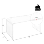 32" Clear Acrylic Waterfall Coffee Table, 20mm Thick Rectangle Modern Transparent Table for Living Room