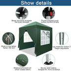 6.5x6.5ft Pop Up Canopy Tent - Instant White Gazebo w/ 4 Sidewalls, UPF 50+ & Carry Bag, 42 sq ft Shade for Camping/Patio (200x200cm)